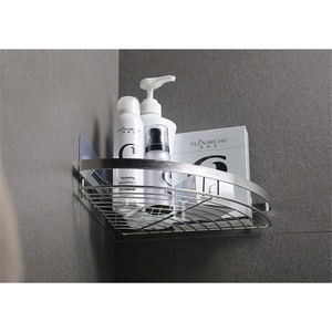 Étagère d'angle triangulaire moderne en alliage de zinc sans perçage, à ventouse, pour comptoir de salle de bain et rangement de cuisine - Product Image 2