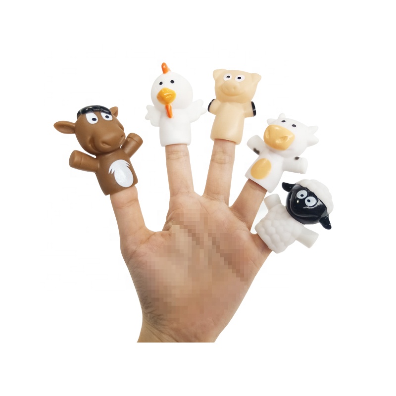 Wholesale children's toy story toy pvc animal finger puppets custom finger toys finger puppet set