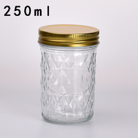 Botol Kaca Mason Mulut Lebar Transparan Grosir dengan Tutup Sekrup Kapasitas 100ml-650ml, Cocok untuk Penyimpanan Makanan, Permen, dan Pengalengan dengan Teknik Hot Stamping