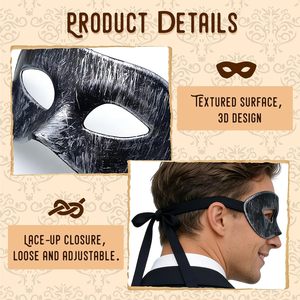 Máscara de ojos SINSEN para mascarada, diseño sencillo de media cara para hombres, accesorio de disfraz para fiesta de Halloween - Product Image 3