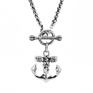 Collier gothique en métal avec ancre de crâne, pendentif en argent, rue, Bar pour jeunes, Culture, personnalité, vente en gros - Product Image 1