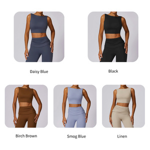 Sutiã esportivo acolchoado feminino para academia, fitness, treino, academia, logotipo personalizado, top curto feminino, sutiã de ioga de compressão respirável de secagem rápida - Product Image 2