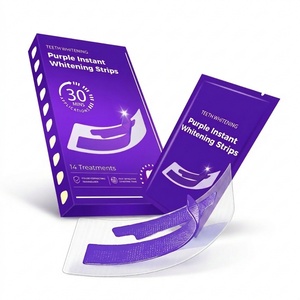 Bandes blanchissantes pour les dents V34 violettes en gros, faible MOQ, 28 bandes, résultats rapides en 30 minutes, prêtes à être expédiées, éclaircisseur de sourire - Product Image 1