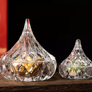 Pot de fermentation de stockage en forme de goutte d'eau diamant moderne de luxe vente en gros verre cristal nourriture maison cuisine verre <span class=keywords><strong>sucrier</strong></span> YAFU - Product Image 6