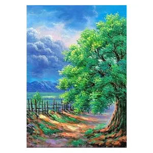 La meilleure vente 5d cristal diamant peinture bricolage les montagnes lointaines nuages et grands arbres Art mural décoratif