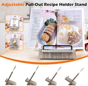 Có thể điều chỉnh bằng gỗ <span class=keywords><strong>Cookbook</strong></span> đứng với cổ điển cắt thiết kế Hội Đồng Quản trị, trang trại nhà bếp và phòng ăn Recipe Book chủ - Product Image 5