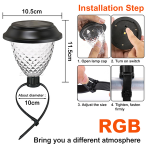 Éclairage d'<span class=keywords><strong>ambiance</strong></span> décoratif pour clôture de jardin, étanche, LED coloré, solaire, pour terrasse de <span class=keywords><strong>piscine</strong></span>, lumière de jardin solaire RGB pour clôture extérieure - Product Image 4