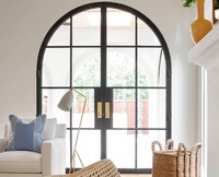Puerta de Vidrio Arqueada Interna Negra Curva Personalizada de Fábrica China, Puerta Batiente de Acero Grande en Forma de Arco para la Venta