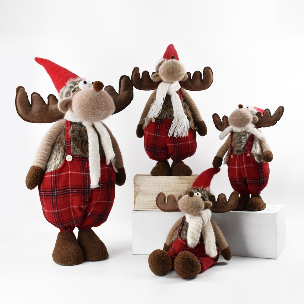 Handmade Christmas Decorations Elk Deer Wholesale Moose Xmas Gifts Fabric Standing Plush Indoor Christmas Reindeer