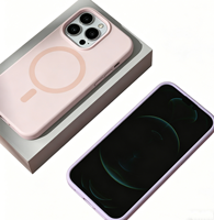 Casing Handphone Silikon Seri 17-14 dengan Pelindung Lensa Magnetik Anti Benturan, Desain Warna Polos dan Lapisan Semprot