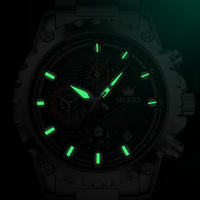 Montre OLEVS 2873 Sport pour homme, mouvement à quartz, luxe, 3 fuseaux horaires, acier inoxydable, bracelet en cuir véritable.