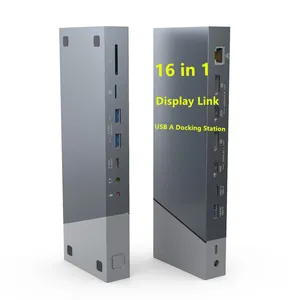 تصميم جديد 16 منافذ usb c rj45 4k 60HZ hdmi gen2 usb-c محور حوض USB3.0 displaylink محور