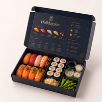 Boîte à bento en carton alimentaire personnalisée avec compartiments pour sauce, boîte à déjeuner Omakase, emballage alimentaire à emporter