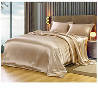 Parure de lit en soie de mûrier pure 22 mommes, style 2019, comprenant taie d'oreiller, drap et housse de couette
