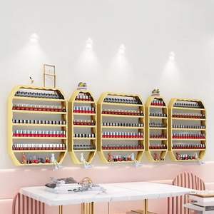 Nouvelle étagère murale en fer pour salons de beauté et salons de manucure, organisateur et présentoir de vernis à ongles doré - Product Image 3