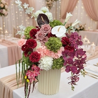 Nouvelle Conception Personnalisée Centre de Table Floral Artificiel en Soie Vert Bourgogne, Boule de Fleurs pour Table de Mariage, Durable et de Haute Qualité