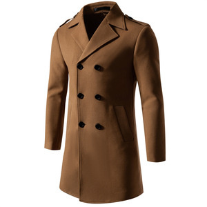 JAC22 W0881 Abrigo Casual de Negocios para <span class=keywords><strong>Hombre</strong></span>, Alta Calidad, Color Sólido, Versátil, Largo, Cierre de un Solo Botón - Product Image 1