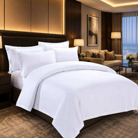 Ensemble de literie d'hôtel en lin blanc sur mesure en gros, housse de couette, draps, ensemble de draps d'hôtel 100% coton
