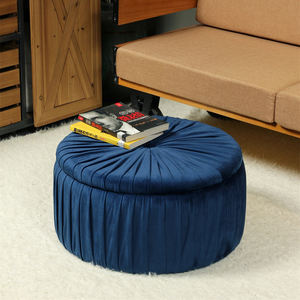 Bailey Furniture Gris Tissu Empilable Jouet Tissu Organisateur Cube Rond Ottoman Boîte De Rangement avec Couvercle - Product Image 1