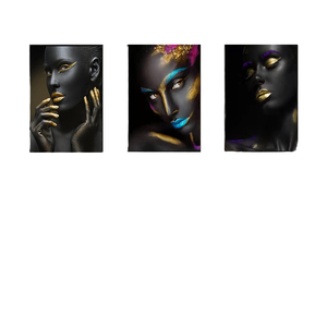 Peinture murale moderne sur papier durable, impression <span class=keywords><strong>aquarelle</strong></span>, motif <span class=keywords><strong>femme</strong></span> africaine noire, taille personnalisée, décoration intérieure, vente chaude - Product Image 1
