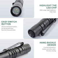 Stylo-lampe LED en alliage d'aluminium Woojong, 0,5 W, rechargeable, étanche IP54, 280 LM, compact, léger, facile à transporter, longue autonomie