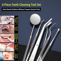 Kit de Nettoyage Buccal en Acier Inoxydable : Miroir Dentaire, Sonde, Pince à Tartre, Détartreur à Hachette, Détartreur à Falciforme