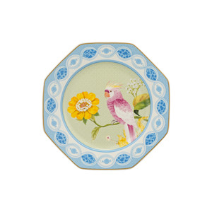 Juego de Vajilla Moderno Octagonal de 24 Piezas, Vajilla de Porcelana con Diseño Floral de Aves Exóticas, Plato de Cerámica con Borde Dorado, Venta al por Mayor para 6 Personas - Product Image 5