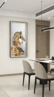 Impression d'art mural abstrait texturé plaqué or, motif cheval, noir, décoration moderne pour la maison, vente directe d'usine en gros