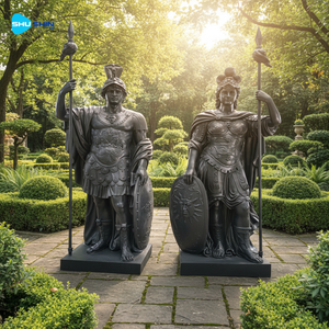 Estatuas de Soldados de Bronce, Adornos de Arte Metálico para Interiores o Exteriores, Escultura Artesanal con Lanza - Product Image 1