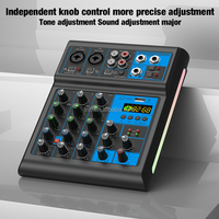 Console de mixage audio de musique TNH UT4 4 canaux avec effet USB enregistrement carte TF BT + 48V RGB lumière latérale pour le streaming