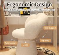 Chaise de toilette à pétales de style crème |   360 °   Tabouret de maquillage pivotant avec dossier pour chambre à coucher et manucure