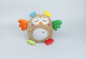 Jouet musical multifonctionnel pour bébé, hibou en peluche, projecteur de ciel étoilé, kaki, 28 cm, logo personnalisé ODM, jouet de sommeil en peluche - Product Image 4