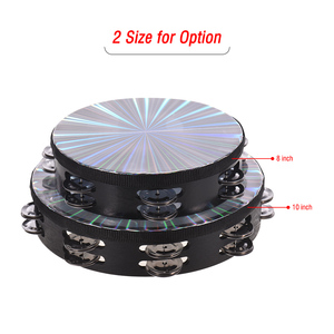 Tambour à main tambourin en bois de 10 pouces avec instrument de <span class=keywords><strong>percussion</strong></span> Jingles à double rangée pour les festivals et spectacles de mélomanes - Product Image 6