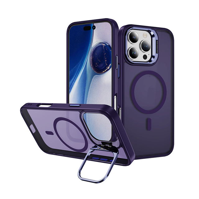 Wireless Charging Magnetic Ring Pc Matte Phone Case for Iphone SE4 for Iphone 16E With Lens Film Stand Designer Translucent