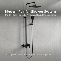 Système de douche de luxe noir mat à montage mural, mitigeur eau chaude/froide en laiton durable, vente directe usine