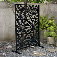 Panneaux de séparation de jardin autoportants en acier galvanisé noir découpés au laser style Art Déco, occultants, décoratifs, pour clôture de terrasse