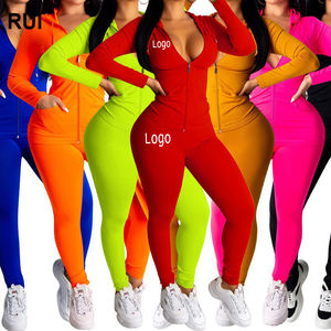 RUIQUWIN Wholesale New Spring Sexy Fitness Set Ladies Solid Color Breathable Jogging Sportswear - Product Image 1