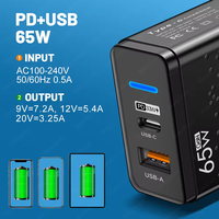Chargeur USB C GaN 65W, charge rapide PD pour iPhone 14, Samsung QC 3.0, téléphones mobiles, adaptateur de chargeur USB Type C