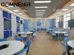 Solutions de mobilier scolaire tout-en-un : Ensembles de salles de classe intelligents avec bureaux et chaises trapézoïdaux et modulaires - Product Image 6