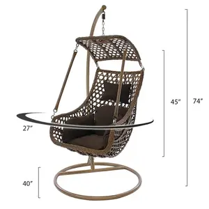 Durable Swing Chair Hang Garden Swing Hanging Chair For Outdoor With Cushion And Metal Stand