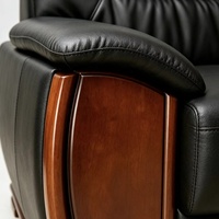 Canapé de bureau exécutif moderne une place en cuir de vachette pleine fleur importé, placage de bois E1 écologique, fauteuil laqué à base d'eau