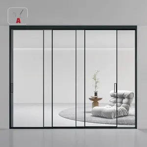 铝制滑动折叠门高品质框架铝制滑动玻璃门超薄房屋滑动门