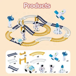 2025 juguetes espaciales para niños, 32 Uds., pista de carreras de construcción eléctrica con astronautas, juego educativo de pista de riel espacial de alta velocidad DIY - Product Image 4