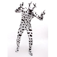 2017 Sexy Halloween Kerst Carnaval Nieuwe Collectie Zwart Wit Koe Karakter Lycra Spandex Multicolor Zentai Pak