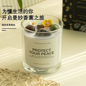 Bougies parfumées aux pierres précieuses de manifestation de soja personnalisées bon marché avec cristal de guérison Déco de maison de luxe - Product Image 2