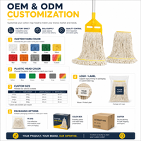 Têtes de balai serpillère en coton jaune personnalisées en gros, recharges durables pour balai serpillère humide avec long manche