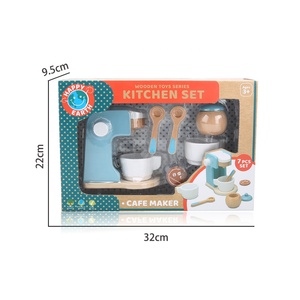 Happy <span class=keywords><strong>Earth</strong></span>-Cafetière en bois jouet semblant appareil de cuisine café Barista ensemble pour jeu de rôle apprentissage amusant jeu imaginatif - Product Image 6