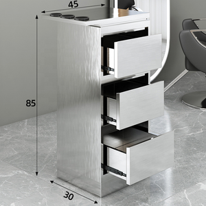 Muebles de Peluquería, Diseño en Acero Inoxidable, Carrito Auxiliar con Ruedas y Cajones para Salón de Belleza y Peluquería - Product Image 5