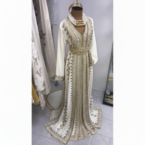 Kaftan marroquí moderno Vintage Floral bordado satén tela hasta el suelo vestido para damas de honor fiestas cenas - Product Image 1