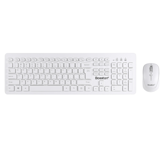 Wireless Keyboard & Mouse Combo Ergonomic White Design with Silent Chocolate Keycaps & High-Precision Optical Sensor